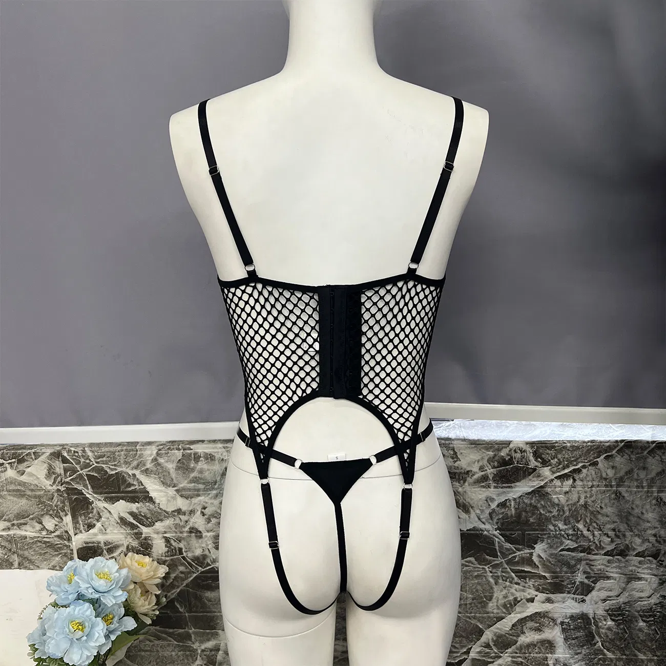 New Design See Through Fishing Net Lingerie Set Sexy One-Piece Hollow out Bodysuit