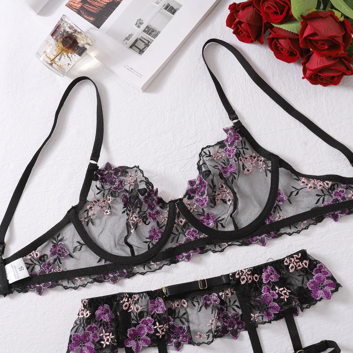 Sexy See-Through Flower Embroidery Lace Woman Bra Set New Arrival Luxury Women's Lingerie