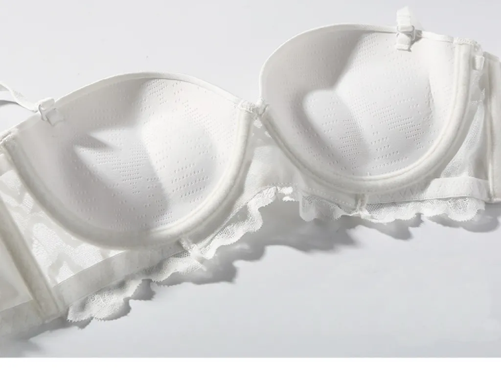French Ladies Smooth U-Shaped Lace Trim Sexy Breathable Gathering for Women Soft Bra Ultra-Thin Set Sexy Underwear Lingerie