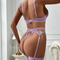Sexy See-Through Embroidered Mesh Woman Bra Set Hot Erotic Hanging Sock Lingerie
