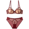 French Anti-Sagging Color-Blocking Mesh Sexy Breathable Gathering for Women Soft Bra Ultra-Thin Set Sexy Underwear Lingerie