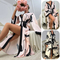 New Arrival Satin Printed Leopard V-Neck Sleepwear Sexy Long Sleeve Woman Robe