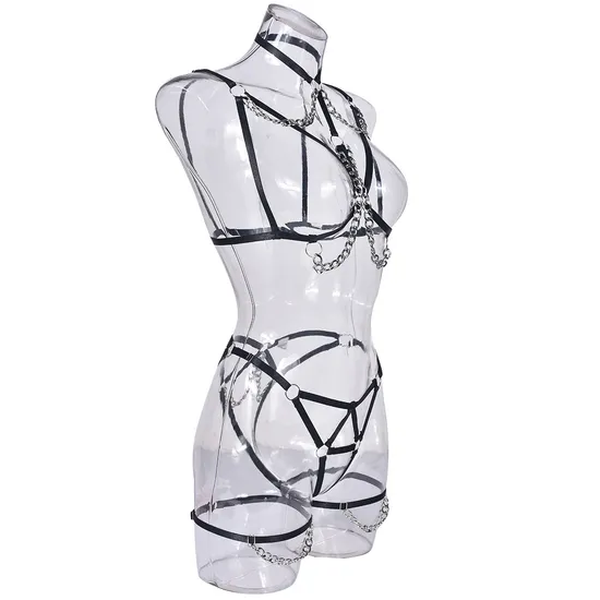 Sexy Hollow out Solid Color Woman Underwear Set for Woman Wholesale Body Chain Lingerie