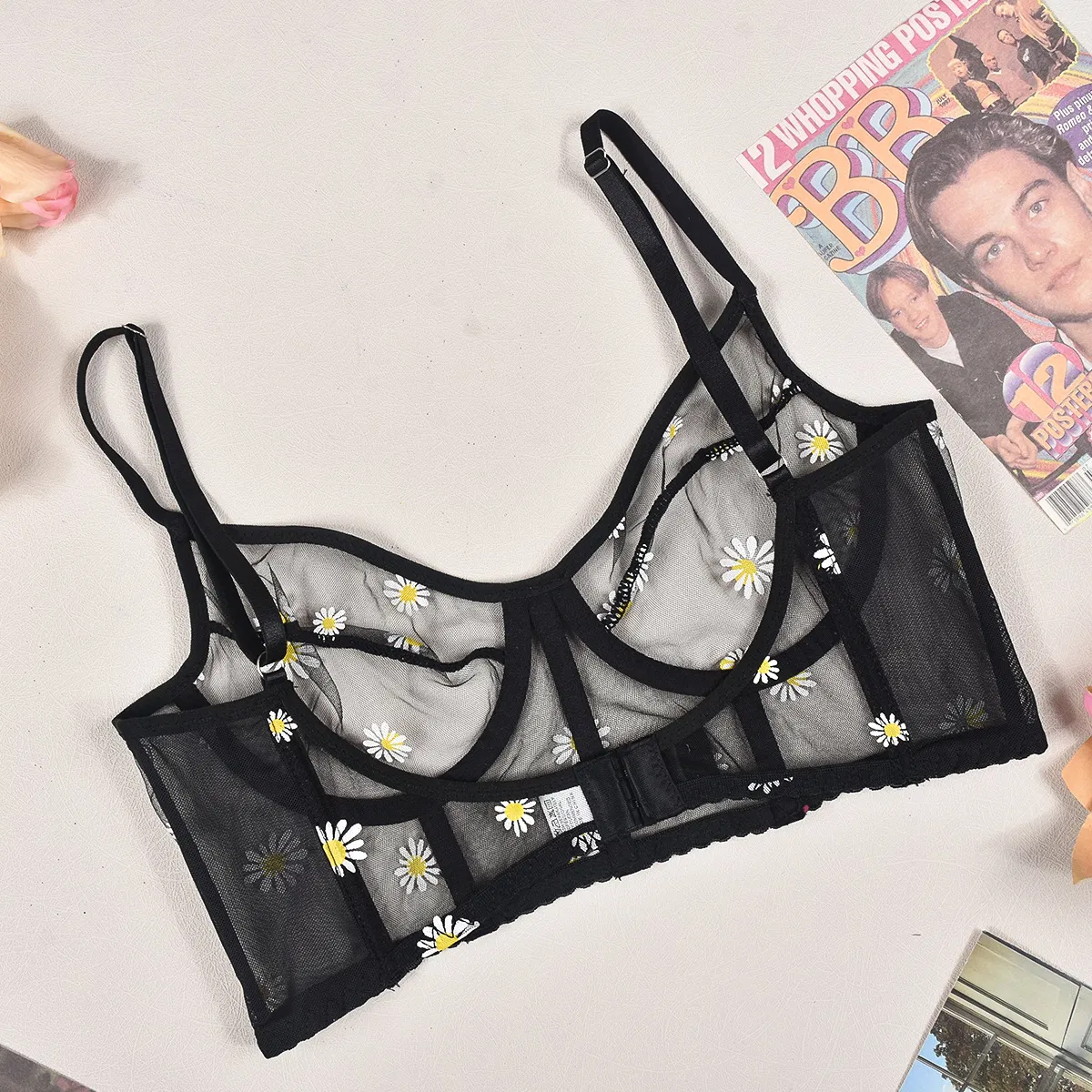 Wholesale See-Through Mesh Fishbone Bra Panty Sets Sexy Ultra Thin Woman Lingerie