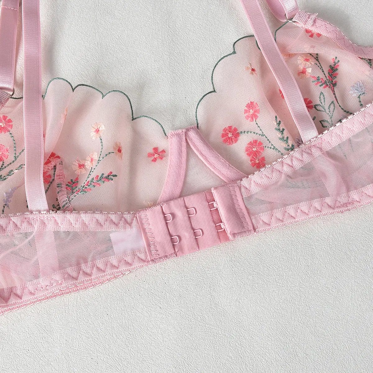 Sexy Floral Embroidery Underwear Set for Woman Wholesale See-Through Mesh Lingerie