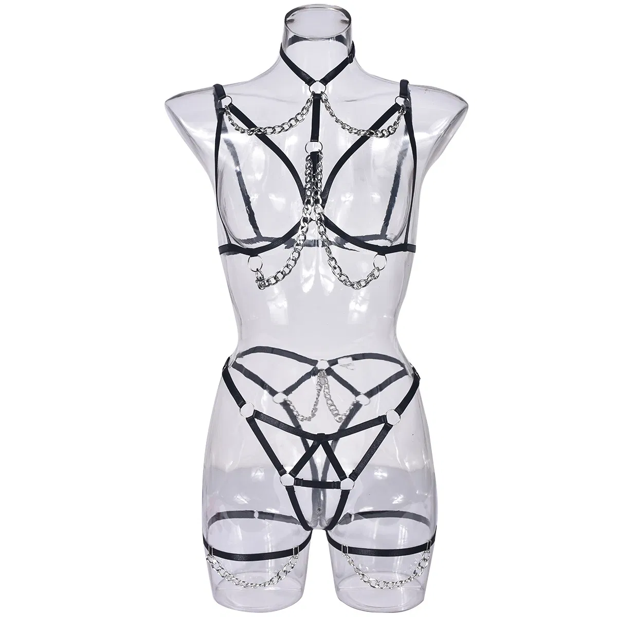 Sexy Hollow out Solid Color Woman Underwear Set for Woman Wholesale Body Chain Lingerie
