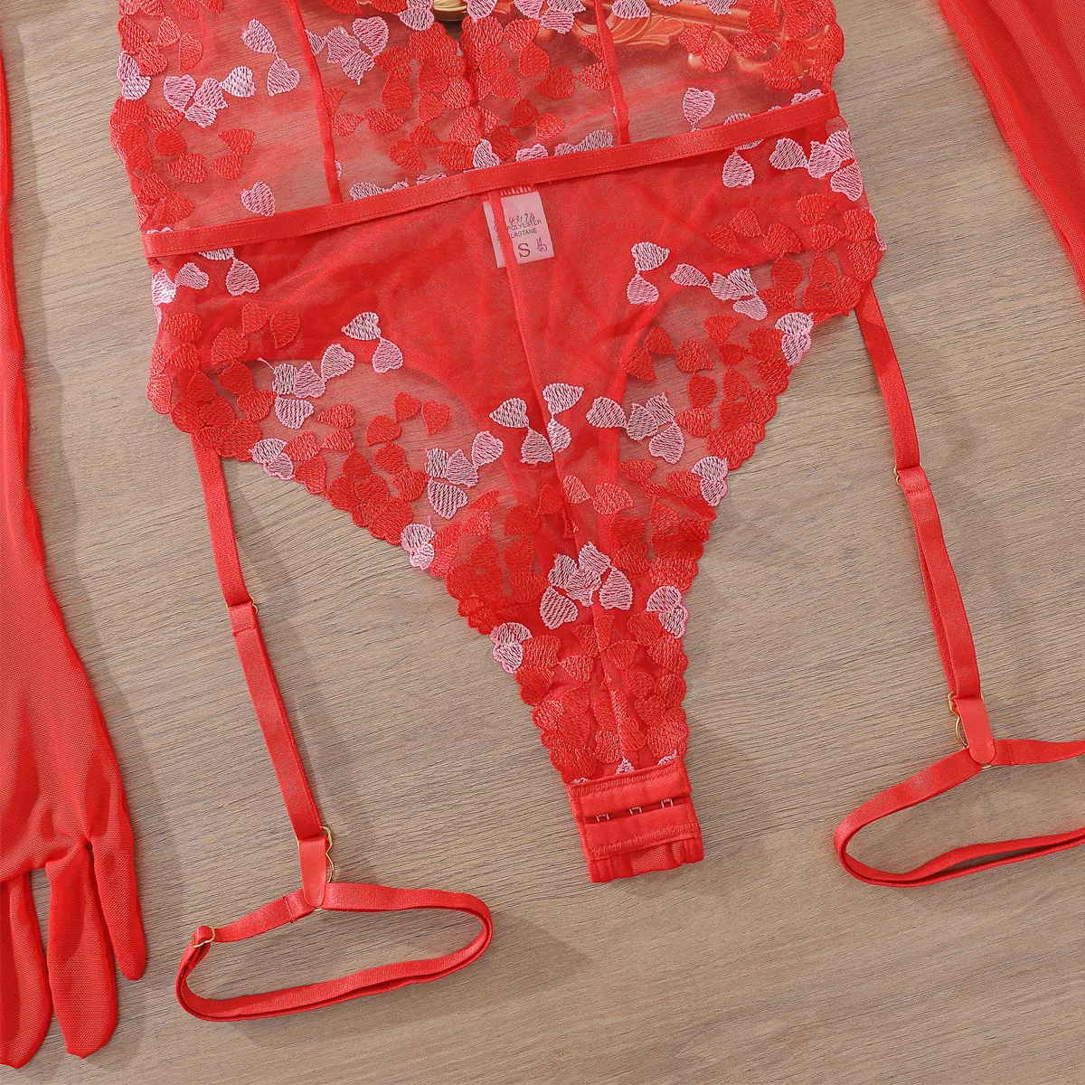 Sexy Deep-V Open Crotch Flower Embroidered Lingerie Hot Halter Neck Women Bodysuit