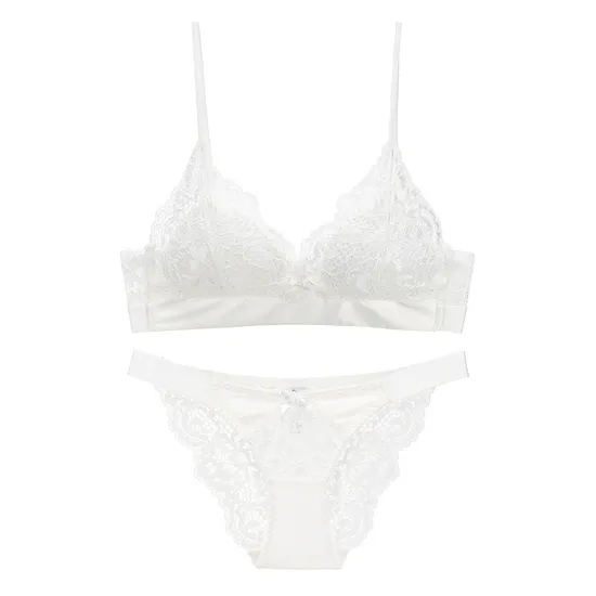 New Wholesale Seduction Triangular Cup Lace for Women Bra Breathable Ultra-Thin Sexy Underwear Set Lingerie