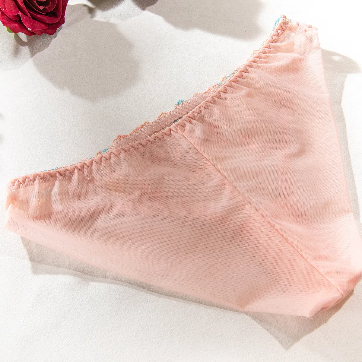 Hot Selling Embroidered Floral Lace Bra and Panty Set Sexy See-Through Mesh Woman Lingerie