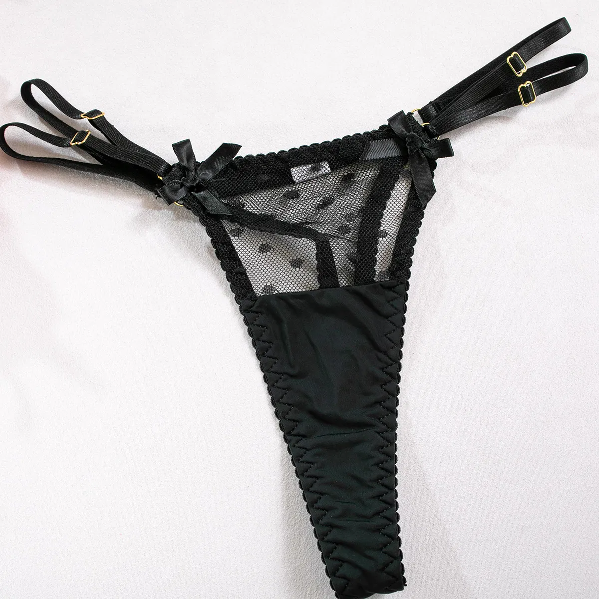 Wholesale Sexy Polka DOT Underwear Set Hot Selling Luxury Transparent Mesh Woman Lingerie