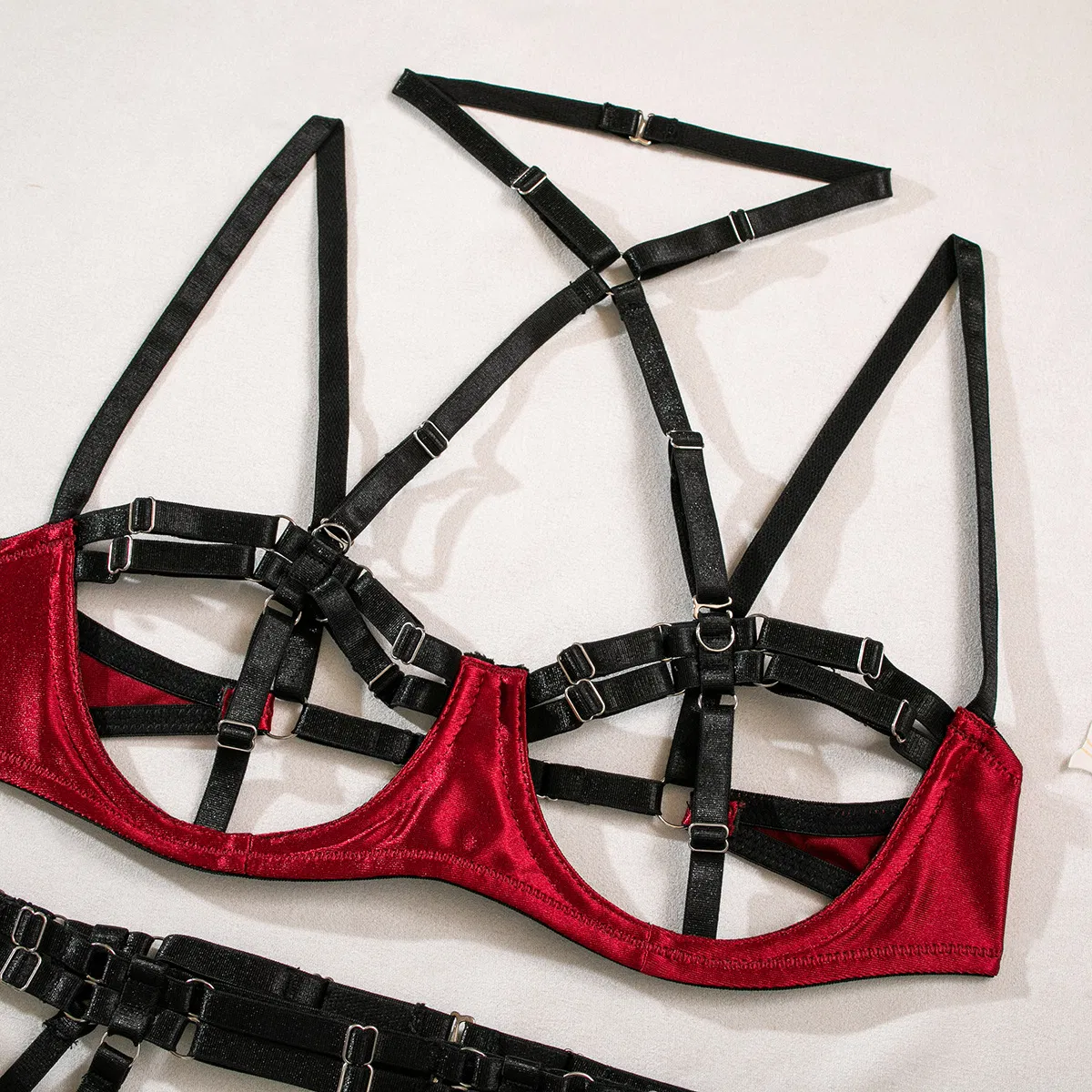 New Leopard Print Hollow out Woman Bra Set Sexy Complex Lace-up Lingerie