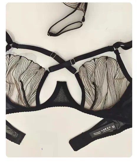 High Quality Women Sexy Lace Mesh Erotic Underwear Hot Transparent 2 Piece Set Lingerie