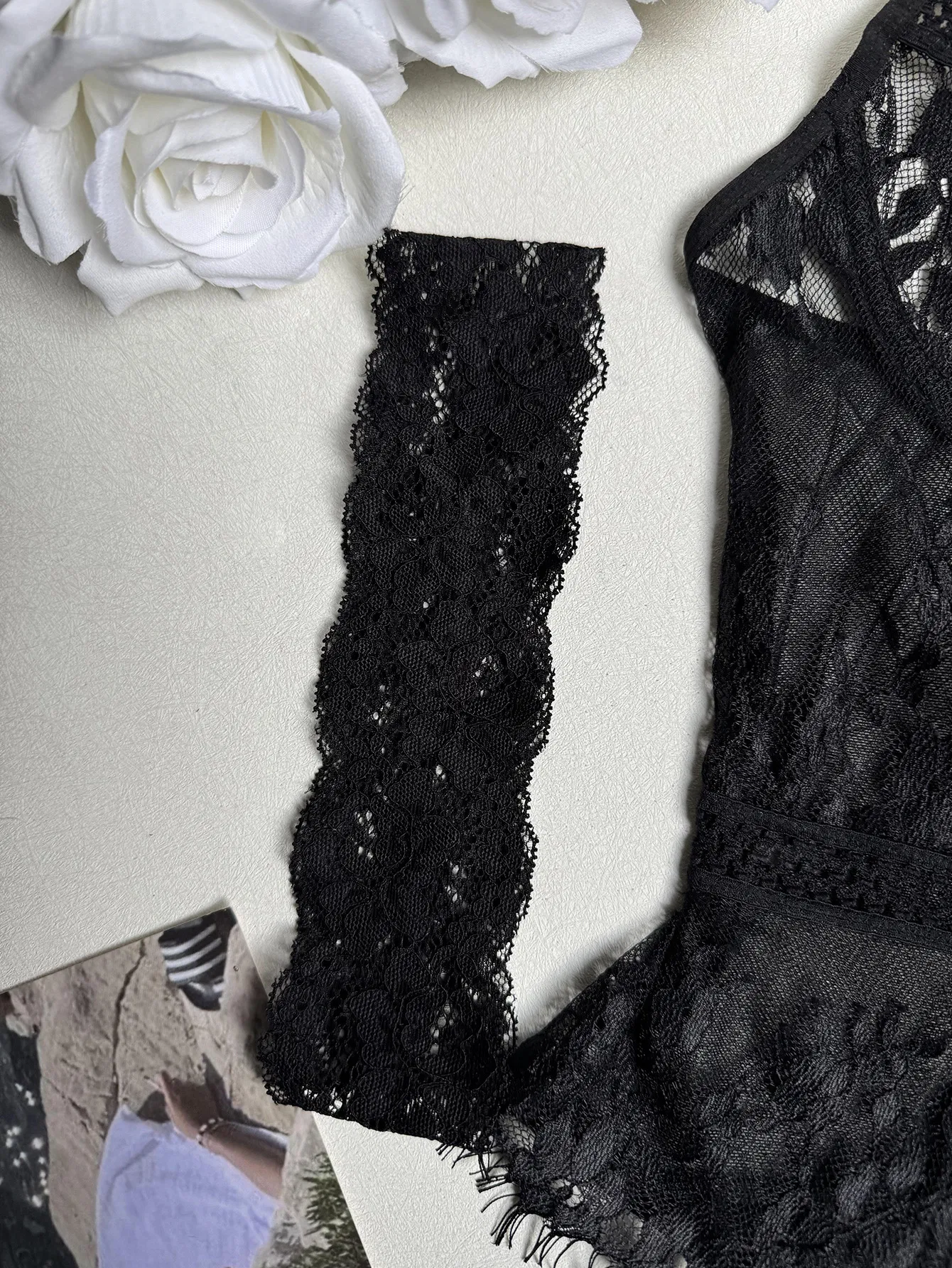 Sexy Transparent Eyelash Lace Underwear Set Wholesale Fishbone Shaping Lingerie