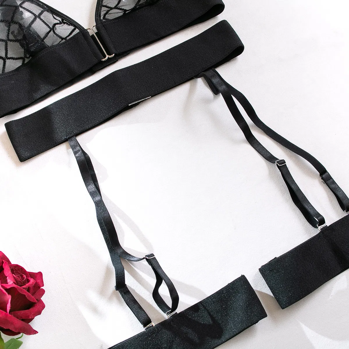 Wholesale Ladies Erotic Garter G-String Underwear Hollow Lace Women's Sexy Bra Adult Hot Sheer Lingerie