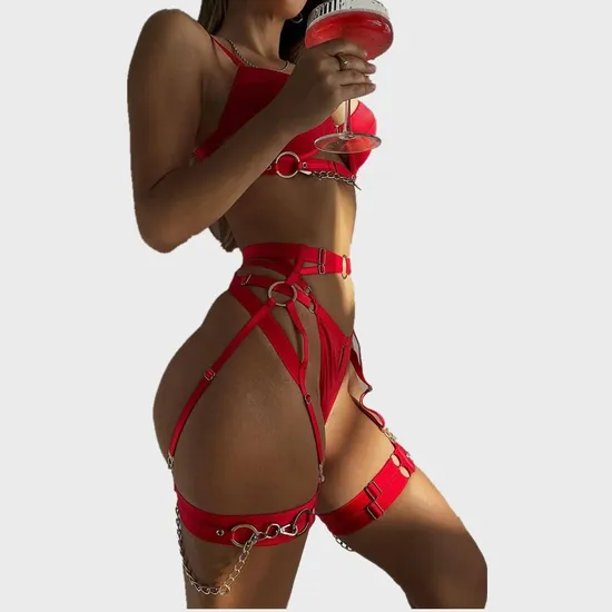 Sexy Underwear New Bra Panty Set Underwear Wholesale Metal Woman's 4PCS Lingerie
