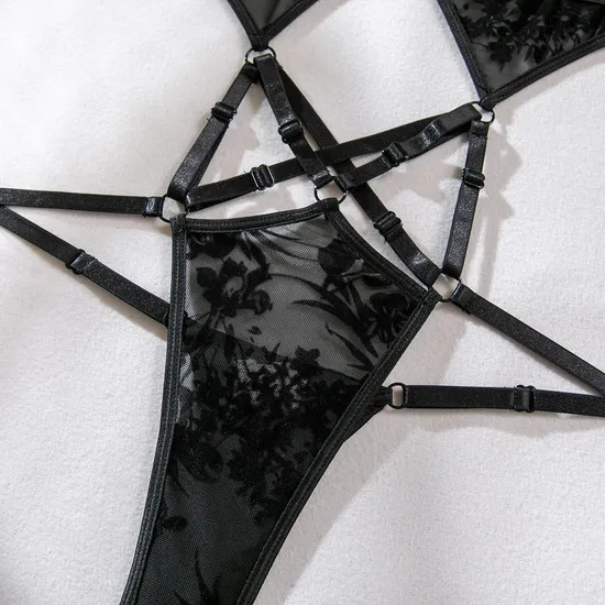 Wholesale Hollowed out Backless One-Piece Bra Set How Sell High Quality Temptation Lingerie