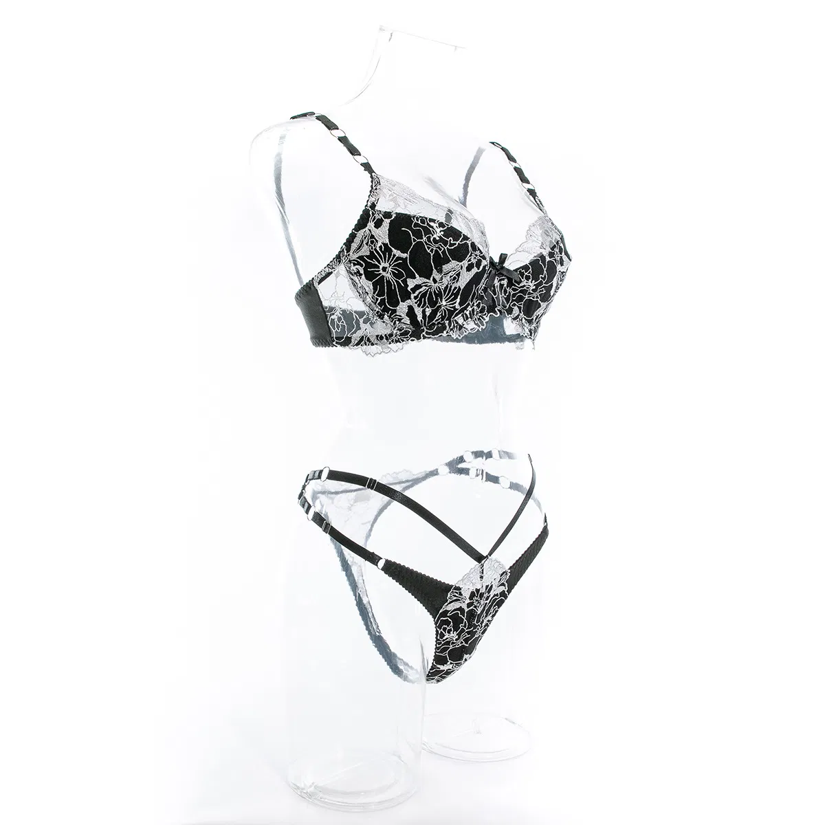 Sexy Double Layer Thin Underwear Set Wholesale Embroidery Transparent Women's Lingerie