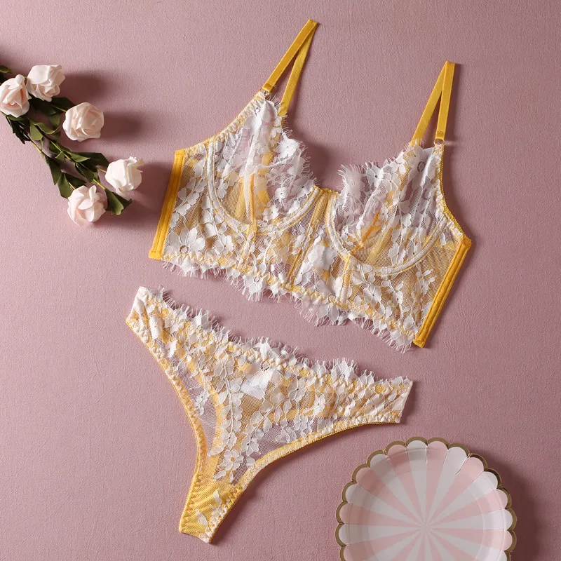 Sexy Fish Bone Embroidery Lace Underwear Wholesale Woman's Lingerie