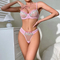 Sexy See-Through Mesh Pink Floral Embroidery Bra Set Hot Selling Women Lingerie