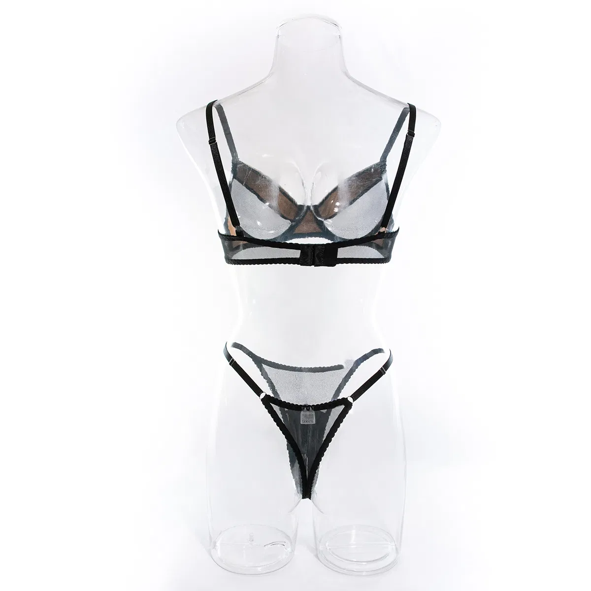 Wholesale Satin See-Through Mesh Women Bra Set Sexy Woman Two Piece Lingerie