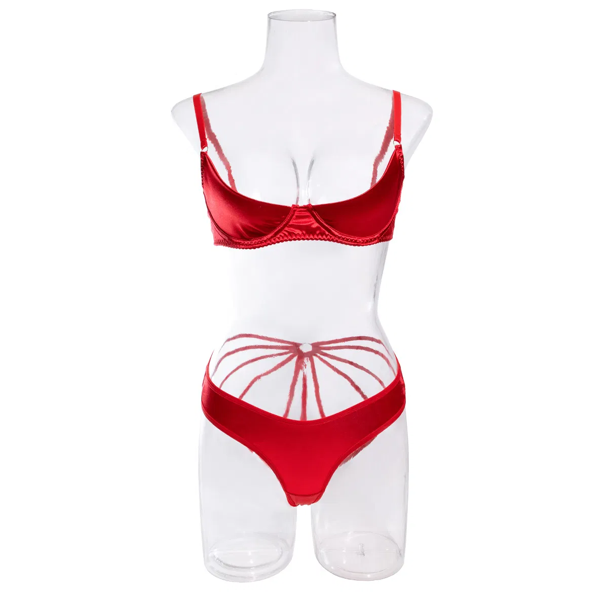 Sexy Hollow out 2 Pieces Underwear Set for Woman Wholesale Satin Solid Color Lingerie Set