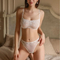 Wholesale Women Sexy Floral Embroidery Sheer Mesh Tube Top Bra & Panty Lingerie Set