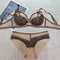 Wholesale French Hollow out See-Through Cheetah Print Ruched Breathable Ultra-Thin Gathering Bra Set Underwear Sexy Lingerie