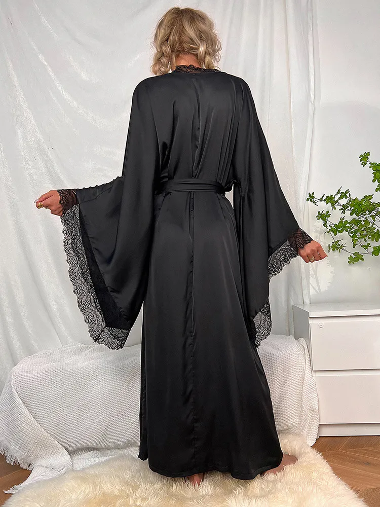 Sexy Satin Women Pajamas and Sleepwear for Women New Long Sleeved Robe Lingerie Nightwear