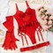 Sexy See-Through Mesh One-Piece Bra Set with Gloves Hot Sale Solid Color Bandage Lingerie