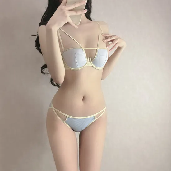Wholesale French Style for Women Cotton Smooth Soft Steel Ring Sexy Breathable Backless Ultra-Thin Bra Set Underwear Lingerie