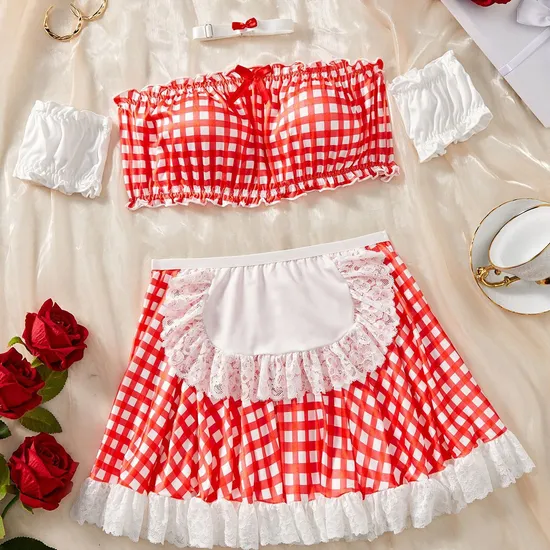 Sexy Maid See-Through Bra Set Wholesale Thin Short Skirt Woman Lingerie