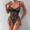 Sexy See-Through Mesh Embroidered One-Piece Bra Panty Set New Solid Color Lingerie