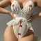Wholesale Deep V Embroidered Lace Underwear Set for Woman Sexy Prspective Mesh Lingerie