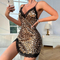 New Leopard Print Perspective Dress Sleepwear Sexy Lace V-Neck Suspender Woman Nightwear