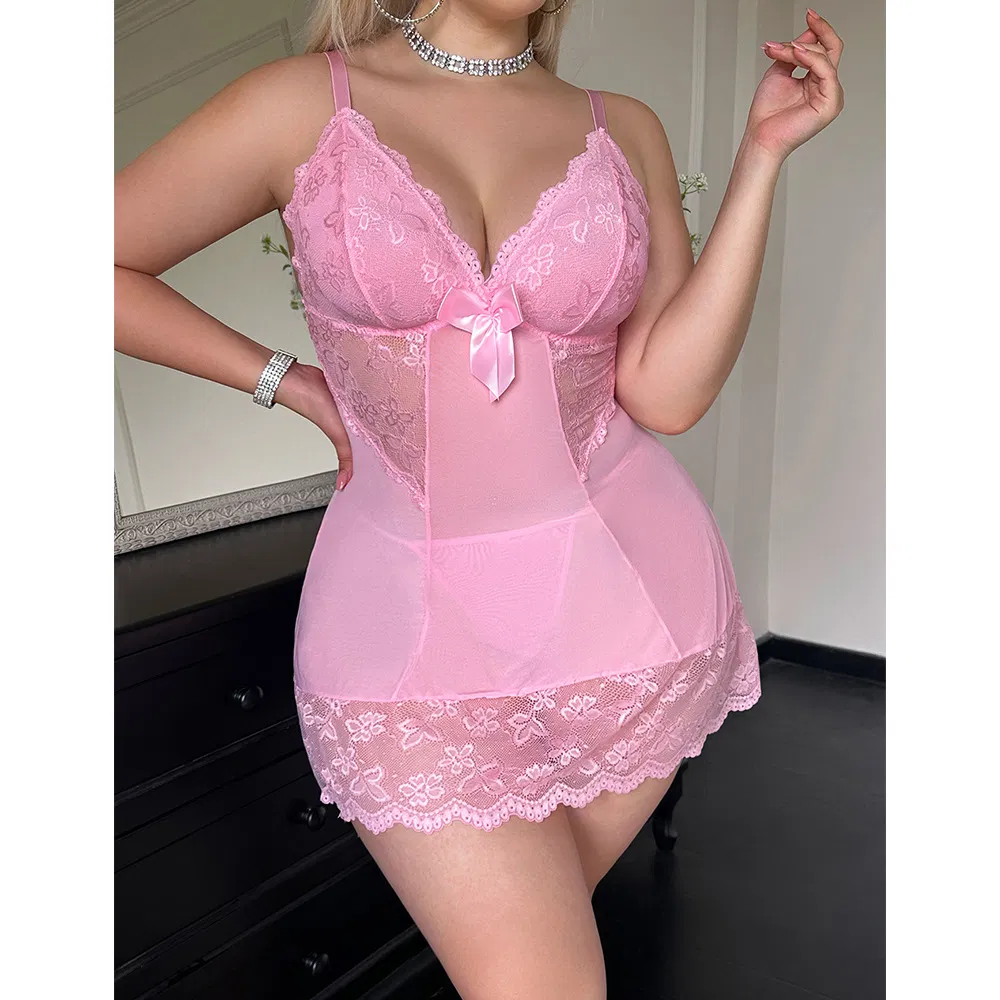 Hot Fashion See-Through Ultral-Thin Bra and Panty Set Sexy Plus Size Women's Lingerie