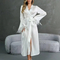 Wholesale V Neck Luxury Satin Sleepwear Sexy Long Sleeve Feather Cuff Women's Robe