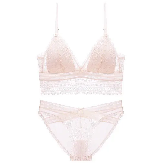 Hot Sell Sexy French Ultra-Thin Set U-Shaped Backless Lace for Women Bra Underwear Lingerie