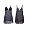 Sexy Printed See-Through Mesh Patchwork Lace Nightwear Dress Hot Sleeveless Women Sleepwear