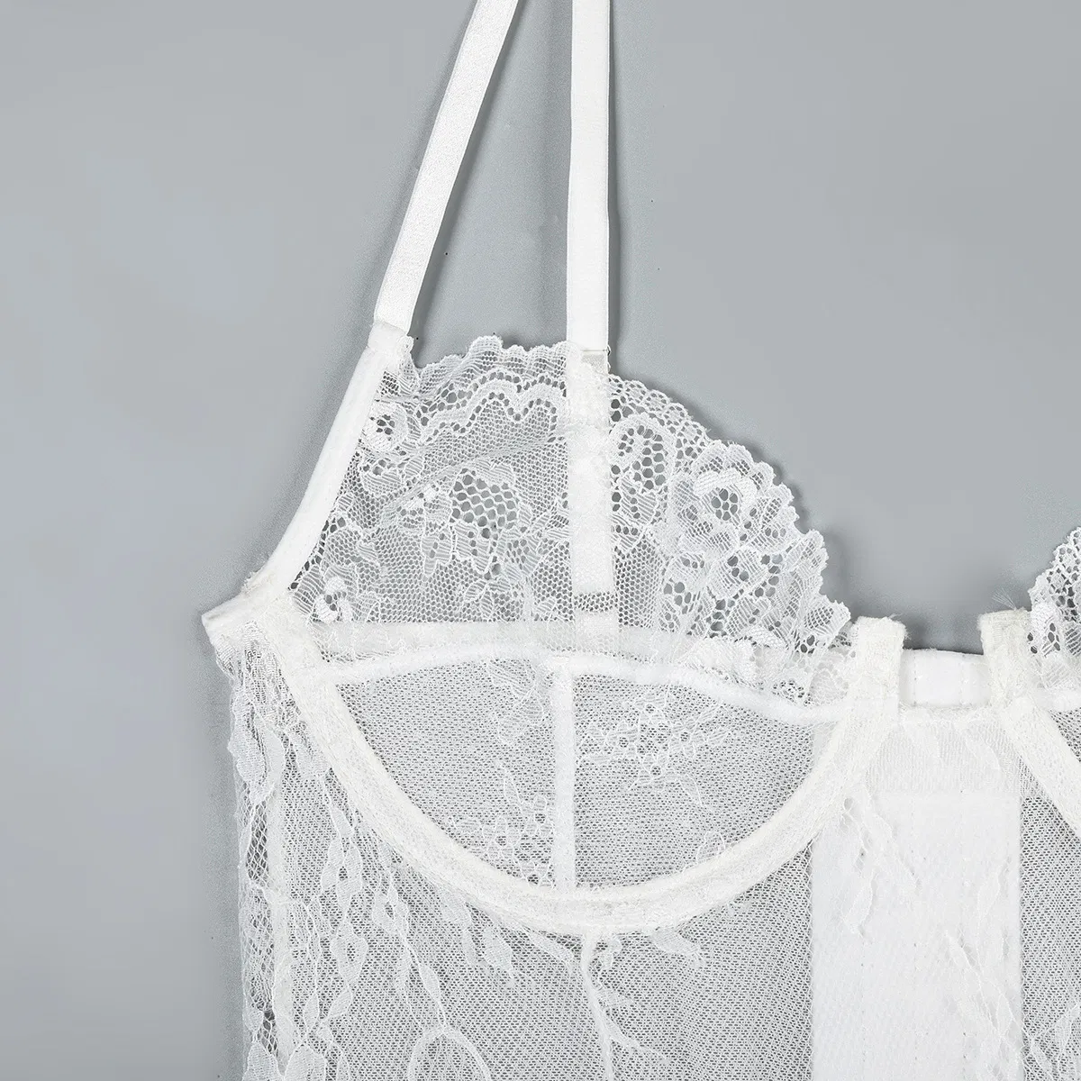 Wholesale See Through Eyelash Lace Underwear Set Sexy Suspender Skirt Woman Lingerie