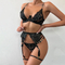 Wholesale Erotic Chain Underwear Set for Woman Sexy Embroidery Lace Lingerie