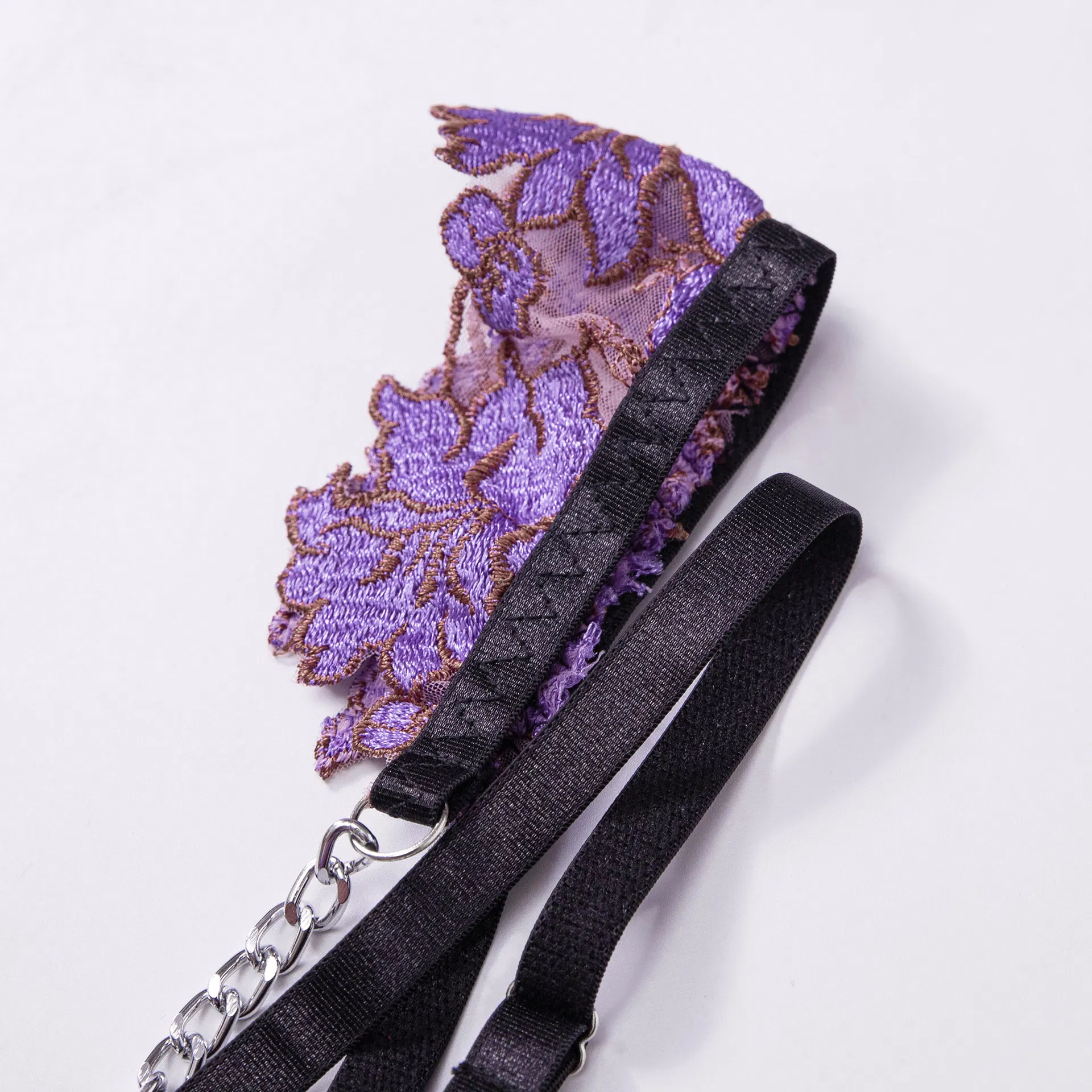 Sexy Floral Embroidery See Through Bra Panty Set Wholesale Luxury Chain Women Lingerie