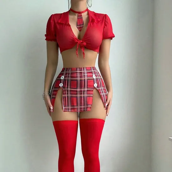 Wholesale High Quality Mini Skirt Bra Set for Role Play Sexy Erotic Women's Lingerie