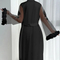 Wholesale Satin Woman Sleepwear Sexy See-Through Mesh Feather Lace Cuff Robe