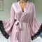 Wholesale V-Neck Satin Woman Lace Nightwear Sleepwear Sexy High-Quality Solid Color Robe