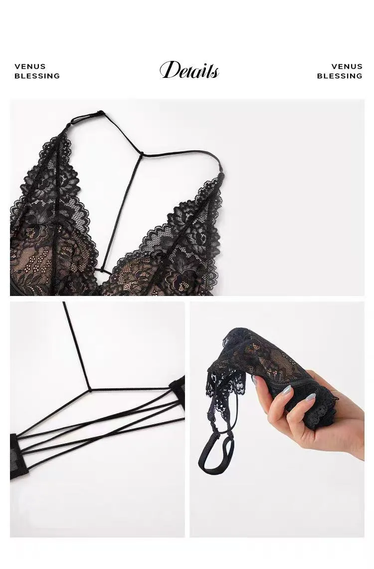 French Style Sexy Lingerie for Women Ultra-Thin Lace Bra Underwear Set