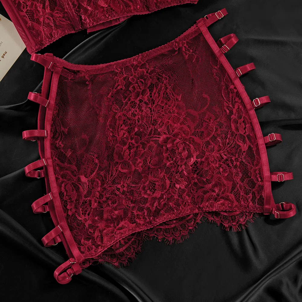Wholesale Embroidered Underwear Set for Woman Sexy See-Through Hollow out Lingerie