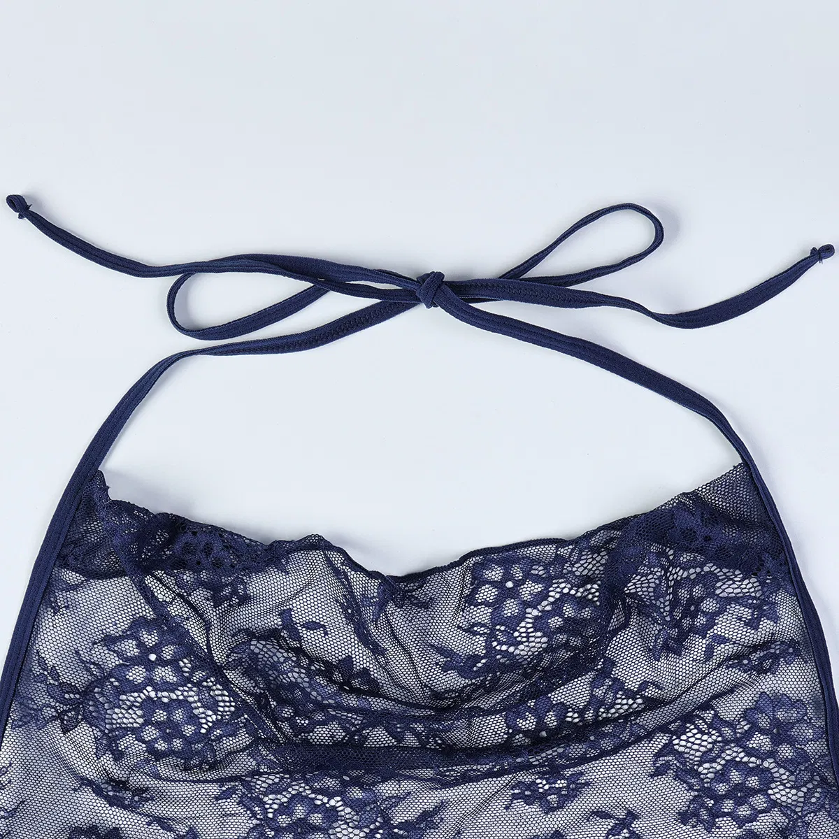 Sexy Neck Hanging Embroidered Lace Underwear Set Sexy See-Through Mesh Woman Lingerie
