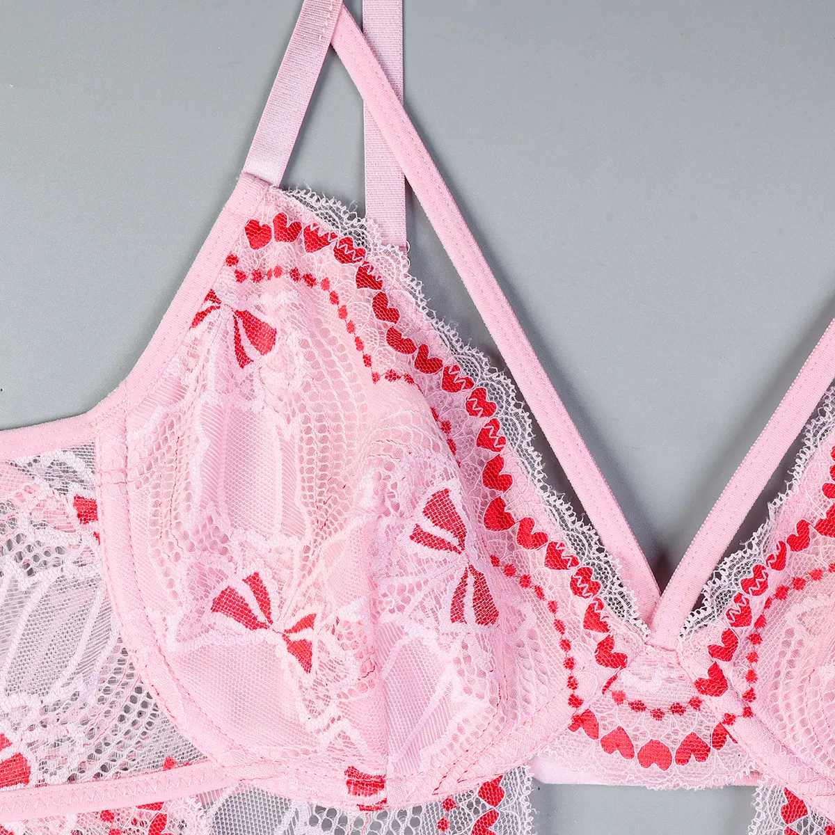 Wholesale Embroidered Underwear Set for Woman Sexy Hollow out See-Through Mesh Lingerie