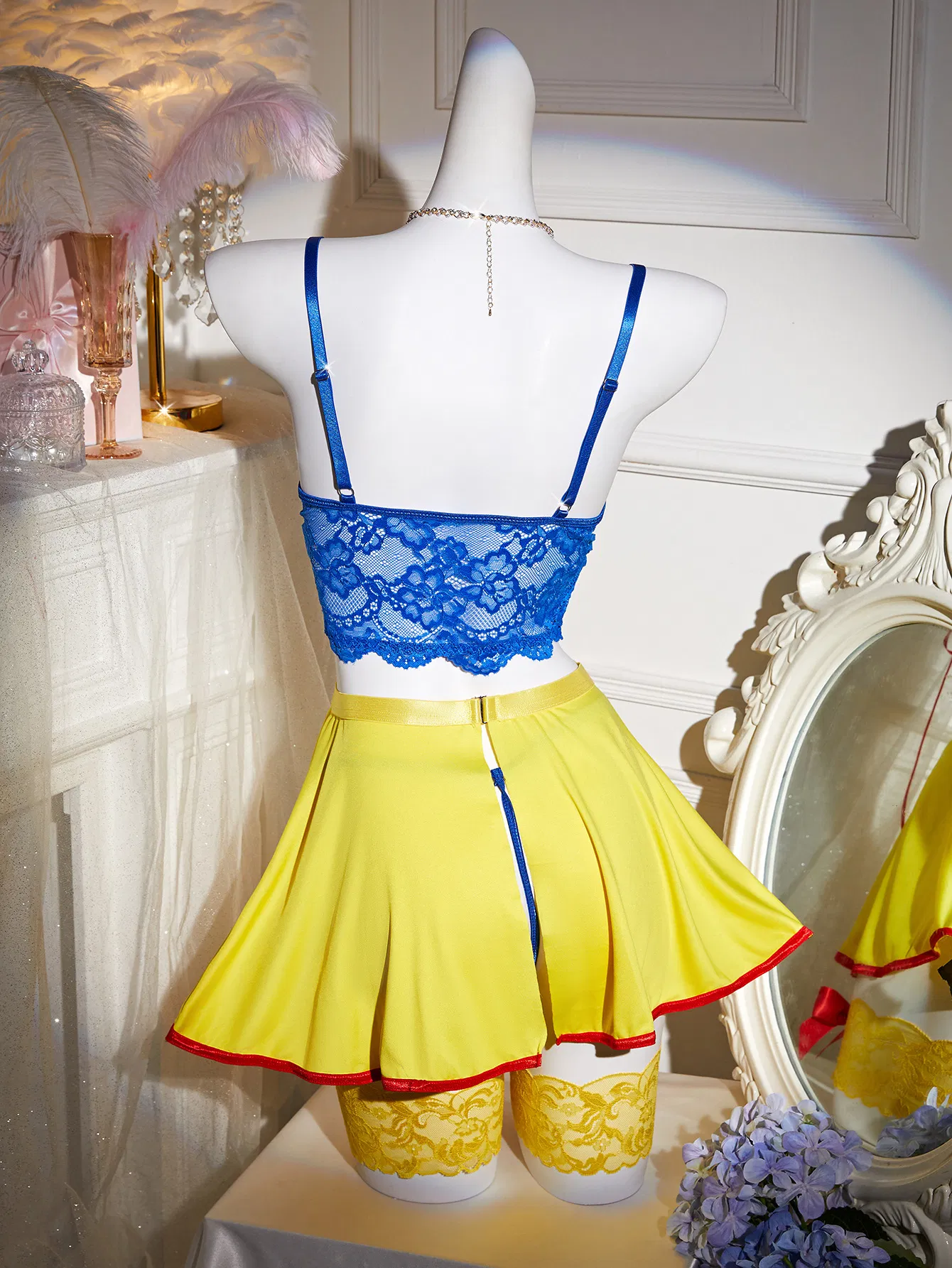 Sexy Erotic See-Through Bra Set for Role Play New Short Skirt Woman Lingerie