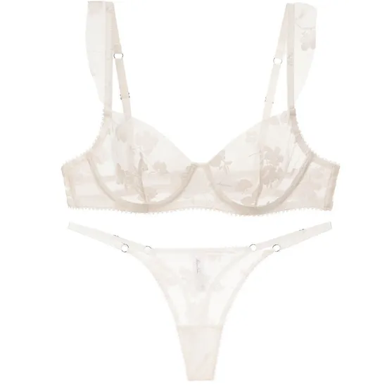 2025 Hot Sell New Style Erotic Embroidery Lace Trim Sexy Breathable Soft Bra Set Underwear Lingerie